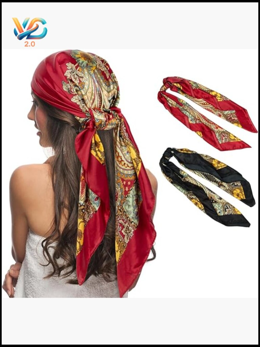 35" Silk Feel Head Scarf for Hair Wrapping, Sleeping, and Pirate Costume